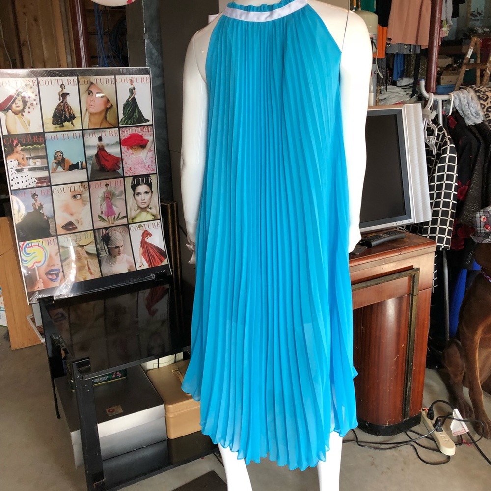 Boutique silk blue dress - Picture 3 of 4